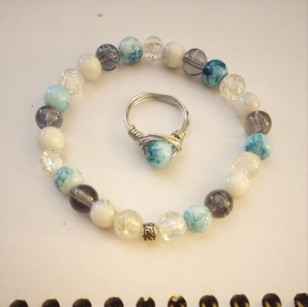 Beaded Bracelet and Ring Set